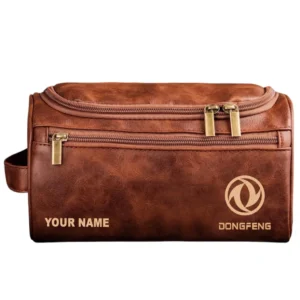 Dongfeng Leather Toiletry Bag, All Over Print Leather Toiletry Bag - Red Brown CAR44205072507