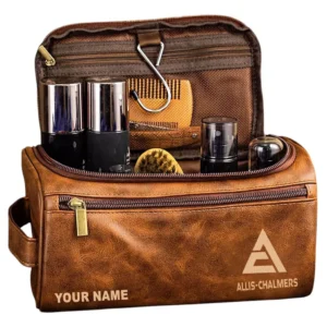 Allis Chalmers Leather Toiletry Bag, All Over Print Leather Toiletry Bag - Yellow Brown CAR44205072508