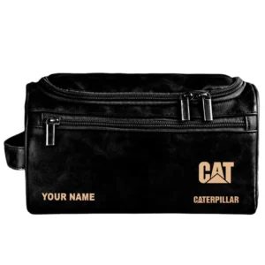Caterpillar Leather Toiletry Bag, All Over Print Leather Toiletry Bag - Black CAR44205072511