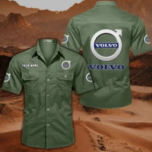 Volvo Short Sleeved Shirt, All Over Print Button Shirt CAR444052625777 - Army Green