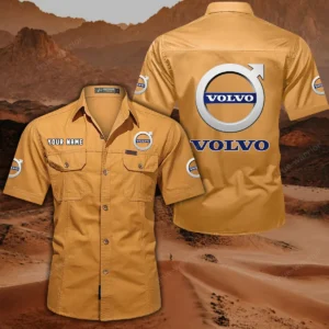 Volvo Short Sleeved Shirt, All Over Print Button Shirt CAR444052625777 - Turmeric