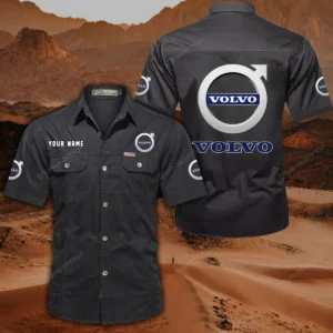 Volvo Short Sleeved Shirt, All Over Print Button Shirt CAR444052625777 - Black