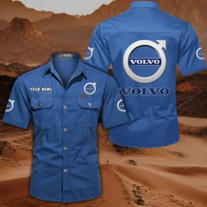 Volvo Short Sleeved Shirt, All Over Print Button Shirt CAR444052625777 - Cowboy Blue