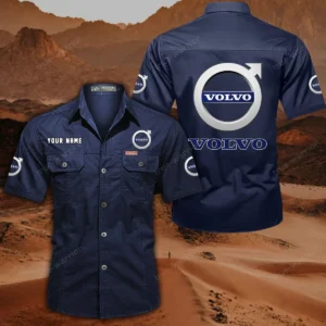 Volvo Short Sleeved Shirt, All Over Print Button Shirt CAR444052625777 - Dark Blue