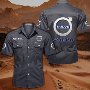Volvo Short Sleeved Shirt, All Over Print Button Shirt CAR444052625777 - Gray