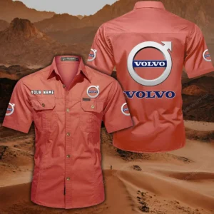 Volvo Short Sleeved Shirt, All Over Print Button Shirt CAR444052625777 - Red
