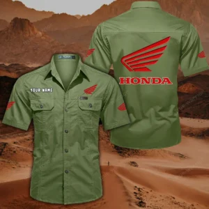 Honda Motorcycle Short Sleeved Shirt, All Over Print Button Shirt CAR444052625778 - Fruit Green