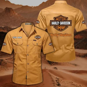 Harley Davidson Short Sleeved Shirt, All Over Print Button Shirt CAR444052625780 - Turmeric