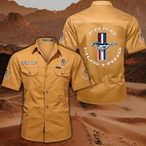 Ford Mustang Short Sleeved Shirt, All Over Print Button Shirt CAR444052625781 - Turmeric