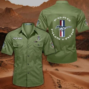 Ford Mustang Short Sleeved Shirt, All Over Print Button Shirt CAR444052625781 - Fruit Green