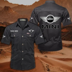 Mini Short Sleeved Shirt, All Over Print Button Shirt CAR444052625783 - Black