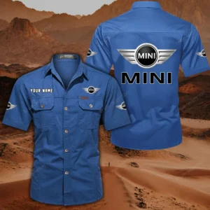 Mini Short Sleeved Shirt, All Over Print Button Shirt CAR444052625783 - Cowboy Blue