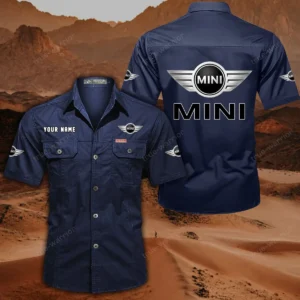 Mini Short Sleeved Shirt, All Over Print Button Shirt CAR444052625783 - Dark Blue