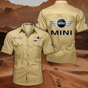 Mini Short Sleeved Shirt, All Over Print Button Shirt CAR444052625783 - Khaki