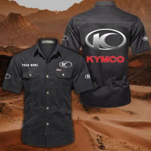 Kymco Motorcycles Short Sleeved Shirt, All Over Print Button Shirt CAR444052625787 - Black