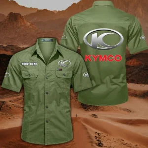 Kymco Motorcycles Short Sleeved Shirt, All Over Print Button Shirt CAR444052625787 - Fruit Green