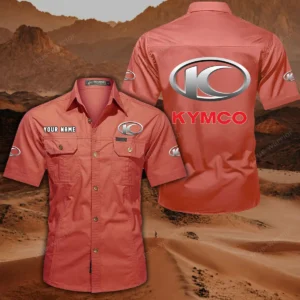 Kymco Motorcycles Short Sleeved Shirt, All Over Print Button Shirt CAR444052625787 - Red
