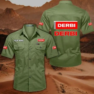 Derbi Motorcycles Short Sleeved Shirt, All Over Print Button Shirt CAR444052625789 - Fruit Green