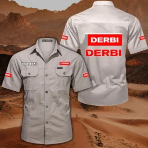 Derbi Motorcycles Short Sleeved Shirt, All Over Print Button Shirt CAR444052625789 - Off-White