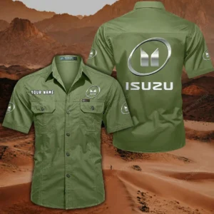 Isuzu Short Sleeved Shirt, All Over Print Button Shirt CAR444052625790 - Fruit Green