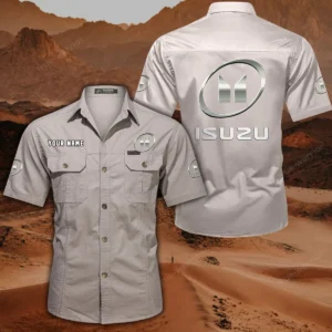 Isuzu Short Sleeved Shirt, All Over Print Button Shirt CAR444052625790 - Off-White