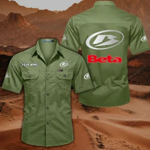 Beta Motorcycles Short Sleeved Shirt, All Over Print Button Shirt CAR444052625791 - Fruit Green