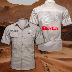 Beta Motorcycles Short Sleeved Shirt, All Over Print Button Shirt CAR444052625791 - Off-White
