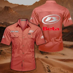 Beta Motorcycles Short Sleeved Shirt, All Over Print Button Shirt CAR444052625791 - Red