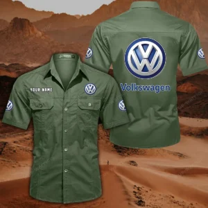 Volkswagen Short Sleeved Shirt, All Over Print Button Shirt CAR444052625792 - Army Green