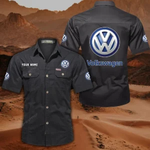 Volkswagen Short Sleeved Shirt, All Over Print Button Shirt CAR444052625792 - Black