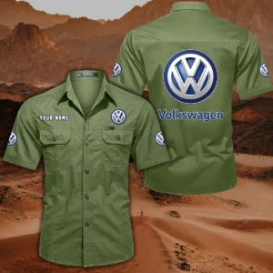 Volkswagen Short Sleeved Shirt, All Over Print Button Shirt CAR444052625792 - Fruit Green
