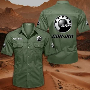 BRP Can am Short Sleeved Shirt, All Over Print Button Shirt CAR444052625793 - Army Green