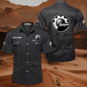 BRP Can am Short Sleeved Shirt, All Over Print Button Shirt CAR444052625793 - Black