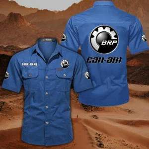 BRP Can am Short Sleeved Shirt, All Over Print Button Shirt CAR444052625793 - Cowboy Blue