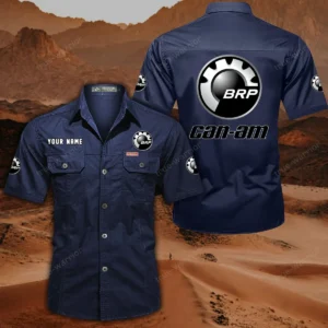BRP Can am Short Sleeved Shirt, All Over Print Button Shirt CAR444052625793 - Dark Blue