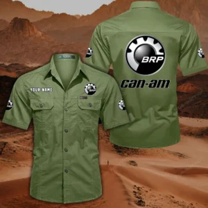 BRP Can am Short Sleeved Shirt, All Over Print Button Shirt CAR444052625793 - Fruit Green