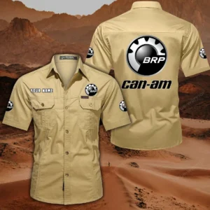 BRP Can am Short Sleeved Shirt, All Over Print Button Shirt CAR444052625793 - Khaki