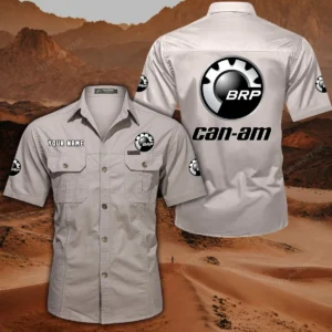 BRP Can am Short Sleeved Shirt, All Over Print Button Shirt CAR444052625793 - Off-White