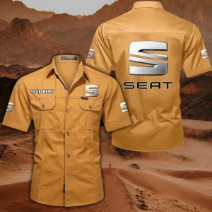 Seat Short Sleeved Shirt, All Over Print Button Shirt CAR444052625794 - Turmeric