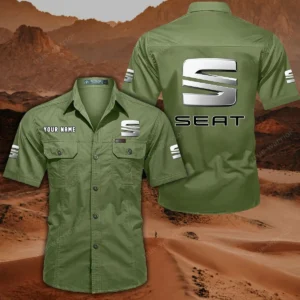 Seat Short Sleeved Shirt, All Over Print Button Shirt CAR444052625794 - Fruit Green