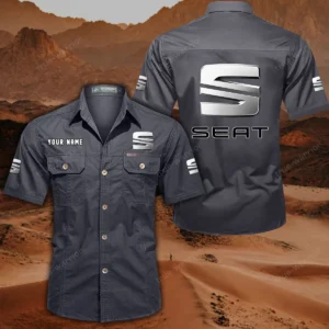 Seat Short Sleeved Shirt, All Over Print Button Shirt CAR444052625794 - Gray