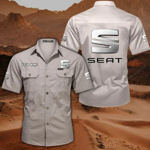 Seat Short Sleeved Shirt, All Over Print Button Shirt CAR444052625794 - Off-White