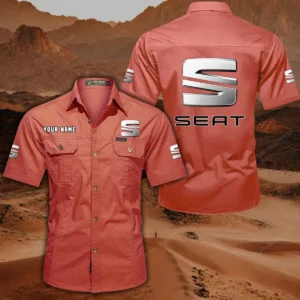 Seat Short Sleeved Shirt, All Over Print Button Shirt CAR444052625794 - Red
