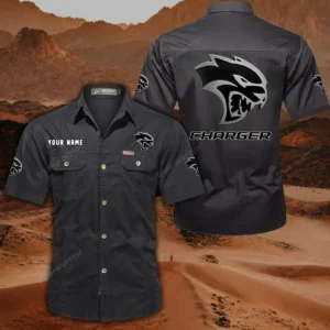 Dodge Charger Short Sleeved Shirt, All Over Print Button Shirt CAR444052625796 - Black