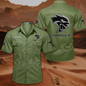 Dodge Charger Short Sleeved Shirt, All Over Print Button Shirt CAR444052625796 - Fruit Green