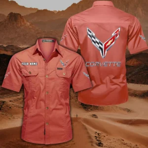 Chevrolet Corvette Short Sleeved Shirt, All Over Print Button Shirt CAR444052625798 - Red