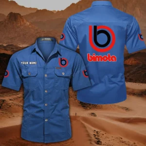 Bimota Motorcycles Short Sleeved Shirt, All Over Print Button Shirt CAR444052625799 - Cowboy Blue