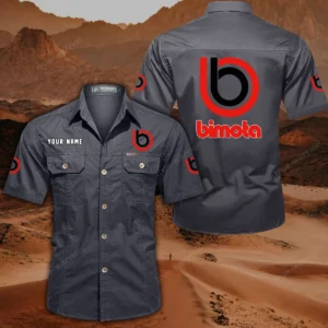 Bimota Motorcycles Short Sleeved Shirt, All Over Print Button Shirt CAR444052625799 - Gray