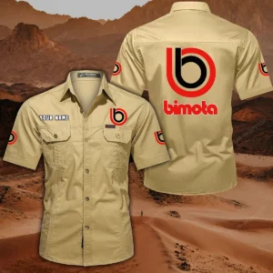 Bimota Motorcycles Short Sleeved Shirt, All Over Print Button Shirt CAR444052625799 - Khaki