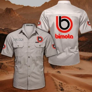 Bimota Motorcycles Short Sleeved Shirt, All Over Print Button Shirt CAR444052625799 - Off-White